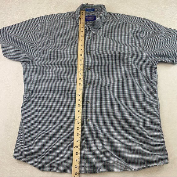 Pendleton Short Sleeve Button Shirt XL Mini Check Red Blue Green Cotton Nylon - Picture 9 of 10